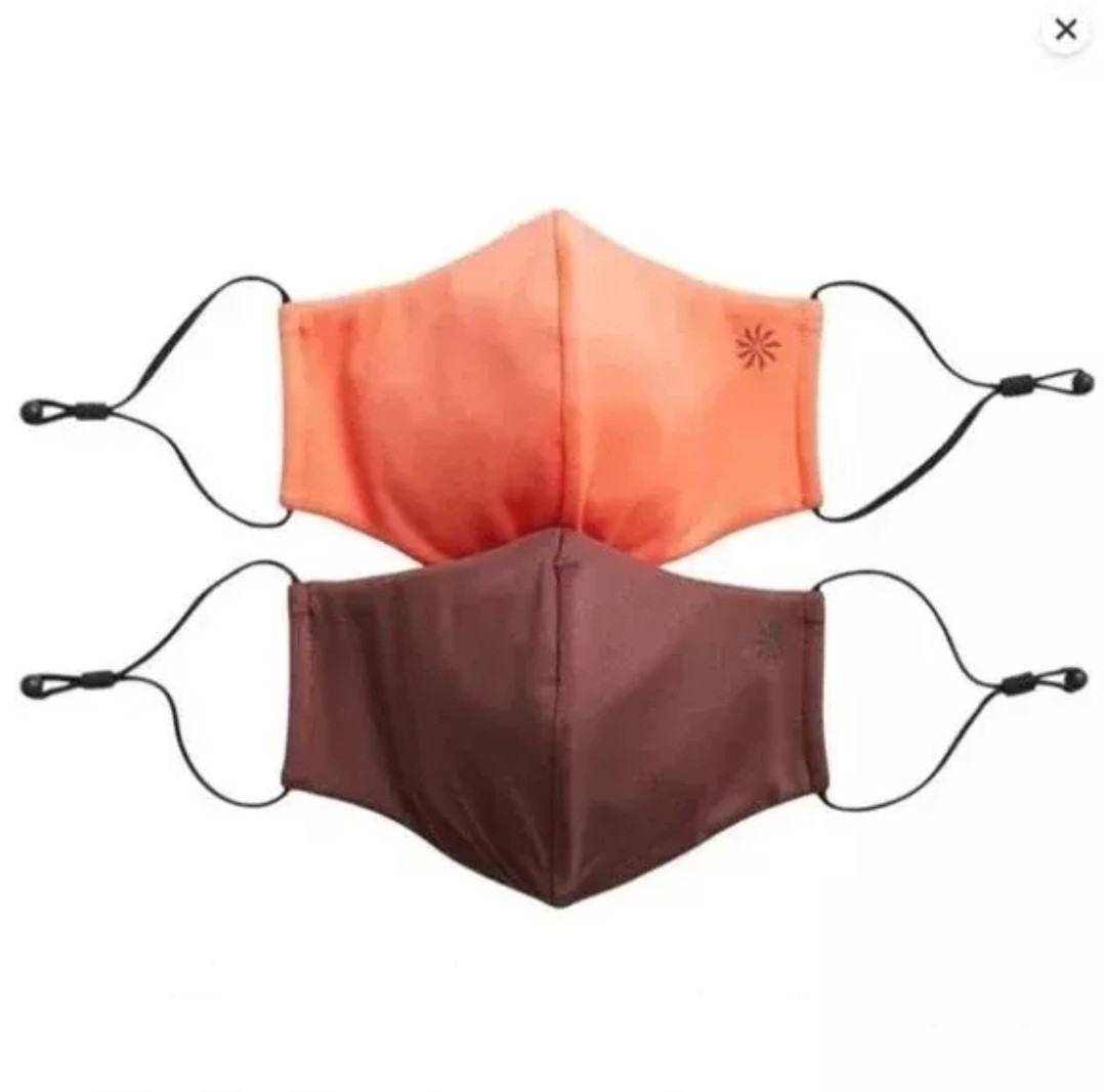 NEW Athleta Activate Mask Set of 2 Pack Athletic Face Masks Orange Brown $40