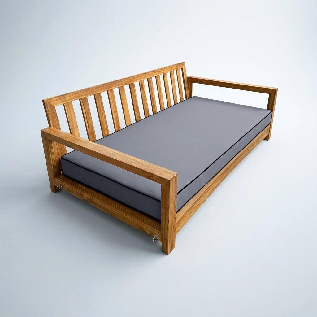 |COVER ONLY| Outdoor Contrast Trim 8" Full Daybed Fitted Sheet Slipcover AD001