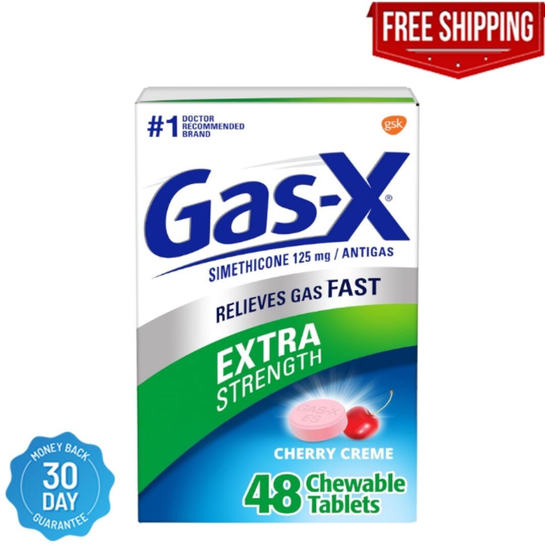 Gas X Extra Strength Cherry Chewable Tablets 48 Count Simethicone 125 Mg