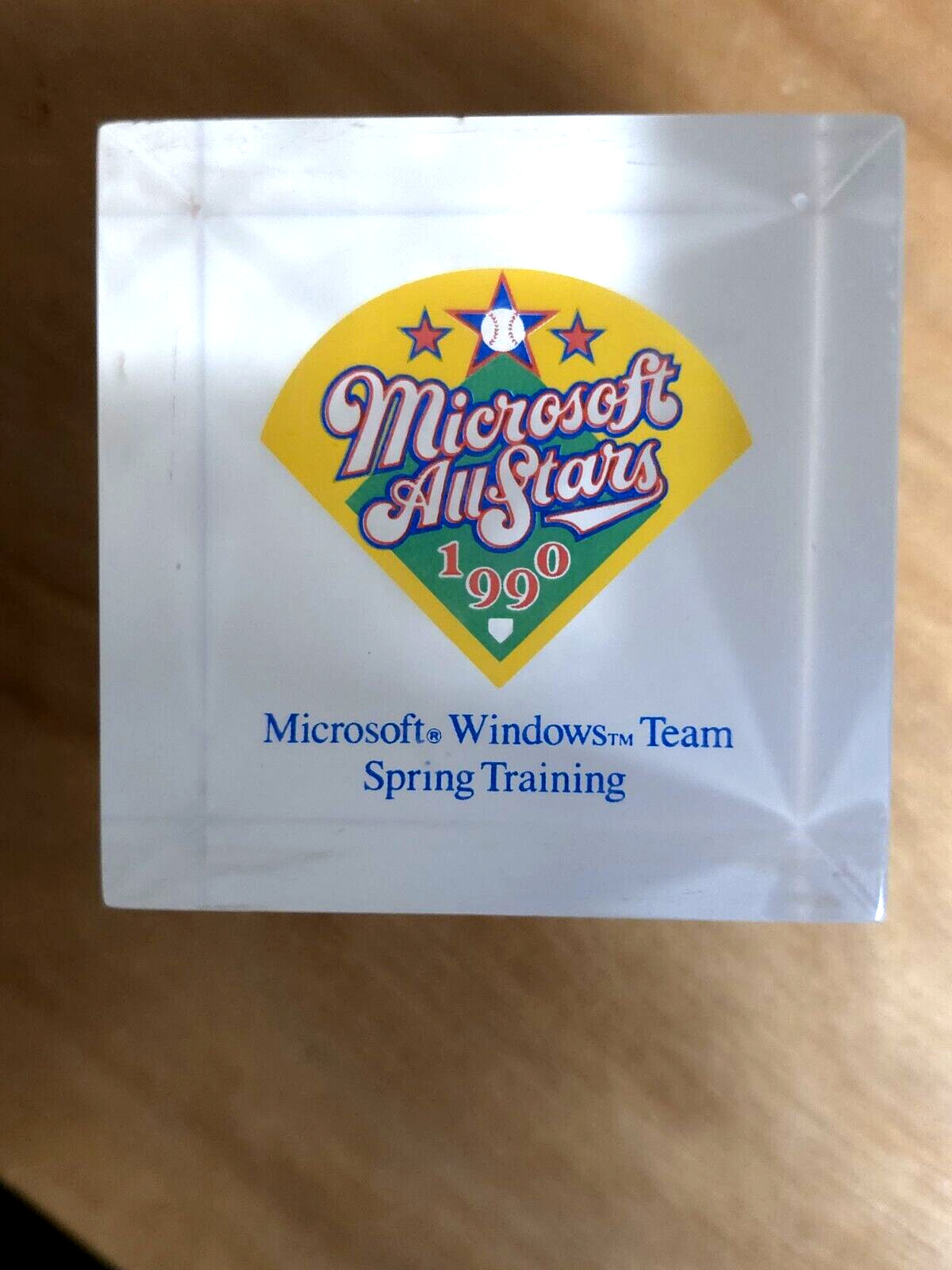 Super Rare Microsoft Vintage Sales Team Promo Paperweight Summer Baseball 1990