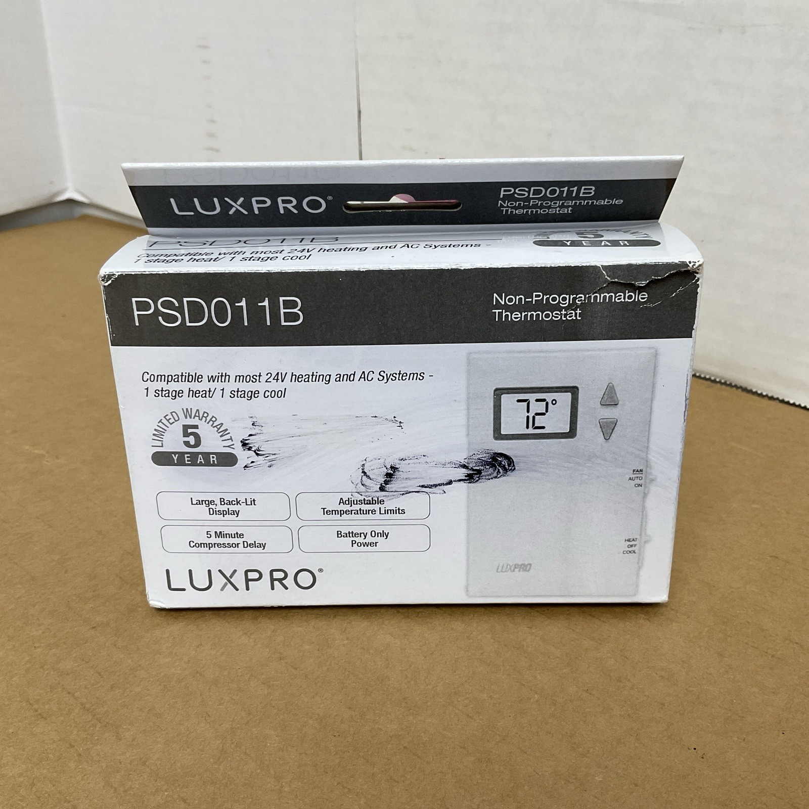 LuxPRO PSD011B Pro-Spec Battery Powered Digital Thermostat #PSD011B