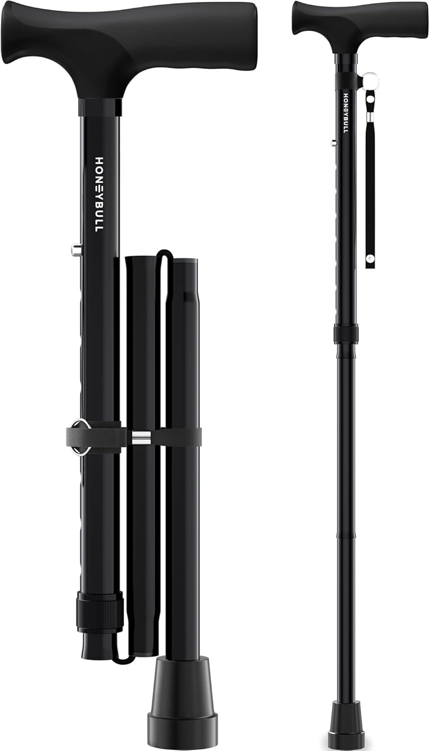 Walking Cane | Single Tip Canes for Men & Women, Foldable, Adjustable, Heavy Dut