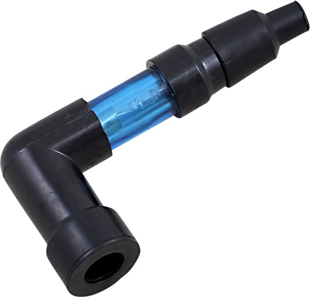 PU Flashing Spark Plug Cap with 90 degree Bend Blue