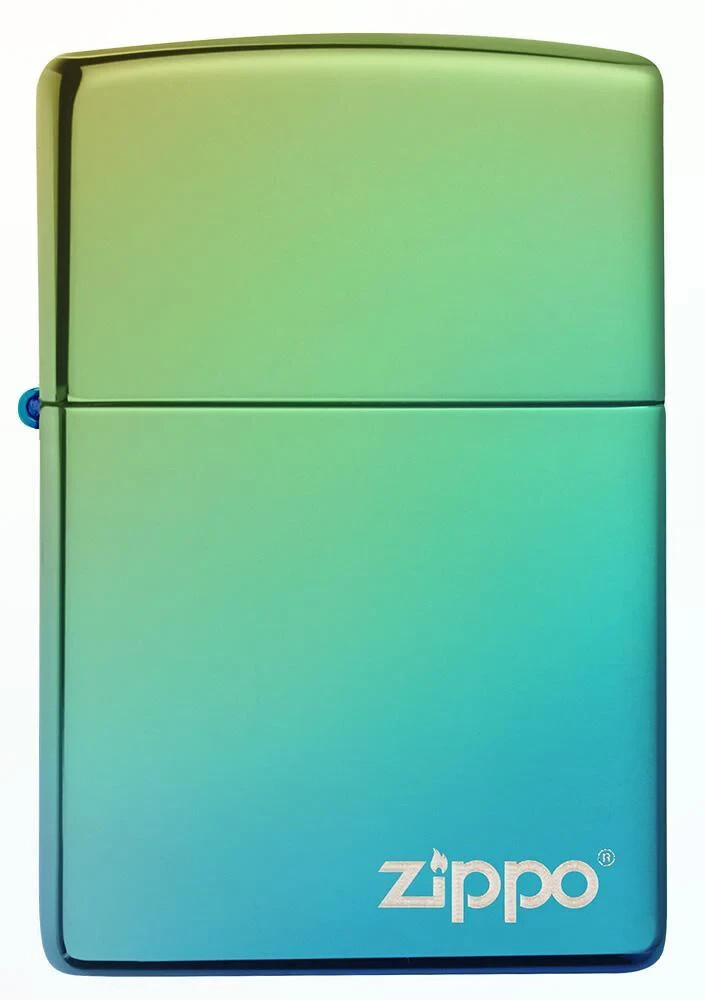 Zippo Windproof Lighter Iridescent Chrome Finish with White Logo Gift Boxed