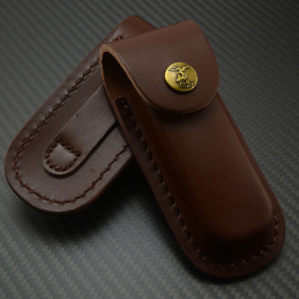 Leather Knife Sheath Folding Pocket Pouch Holster For 5/4.75" Folding Multi-Tool