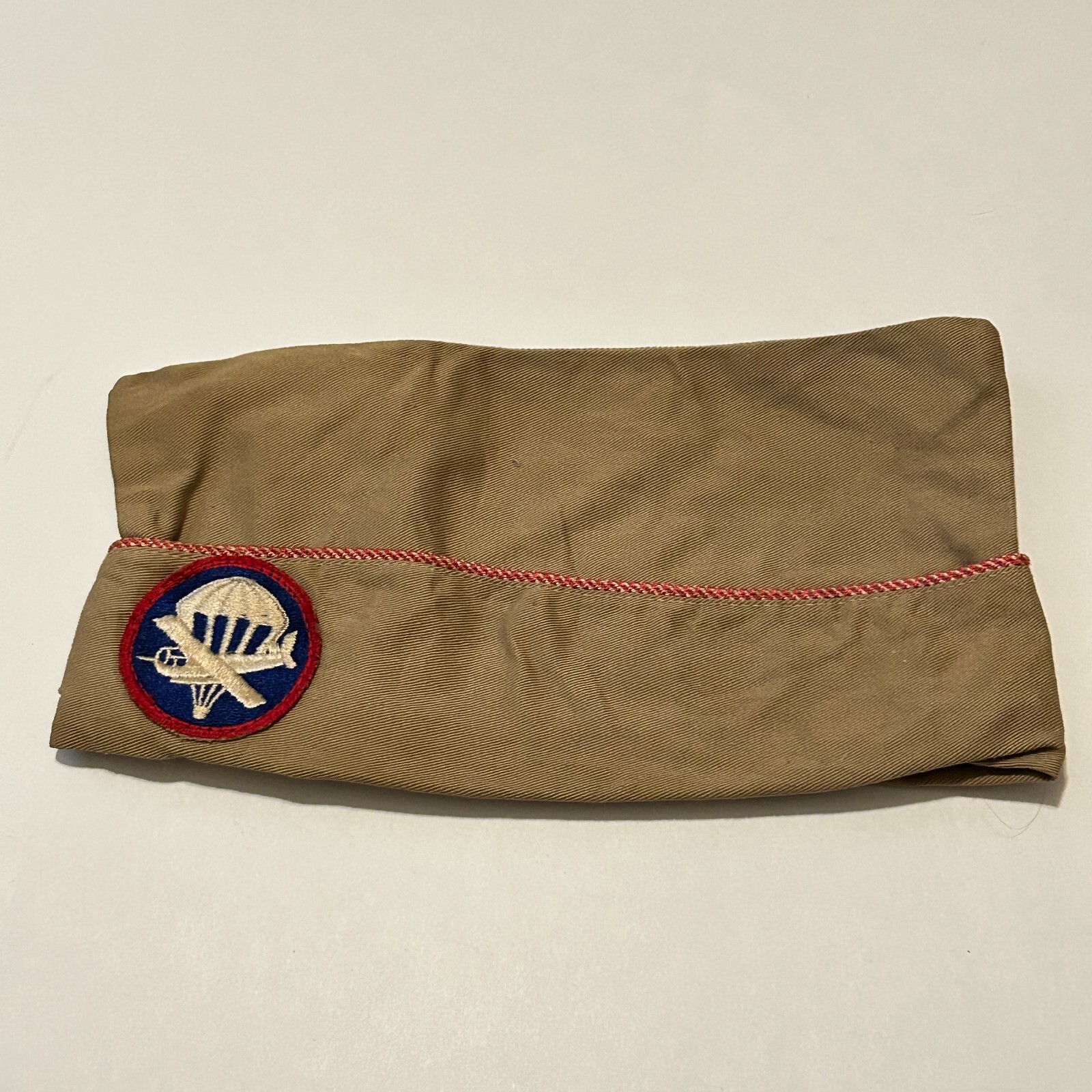 WWII Airborne Glider Garrison Cap Paratrooper Patch Insignia Parachute Hat Red
