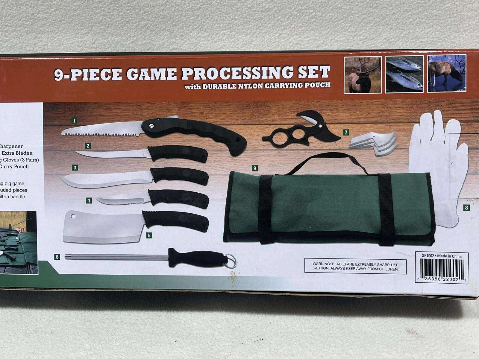 Fish & Game 9-Piece Game Processing Set w/Durable Nylon Carrying Pouch NEW