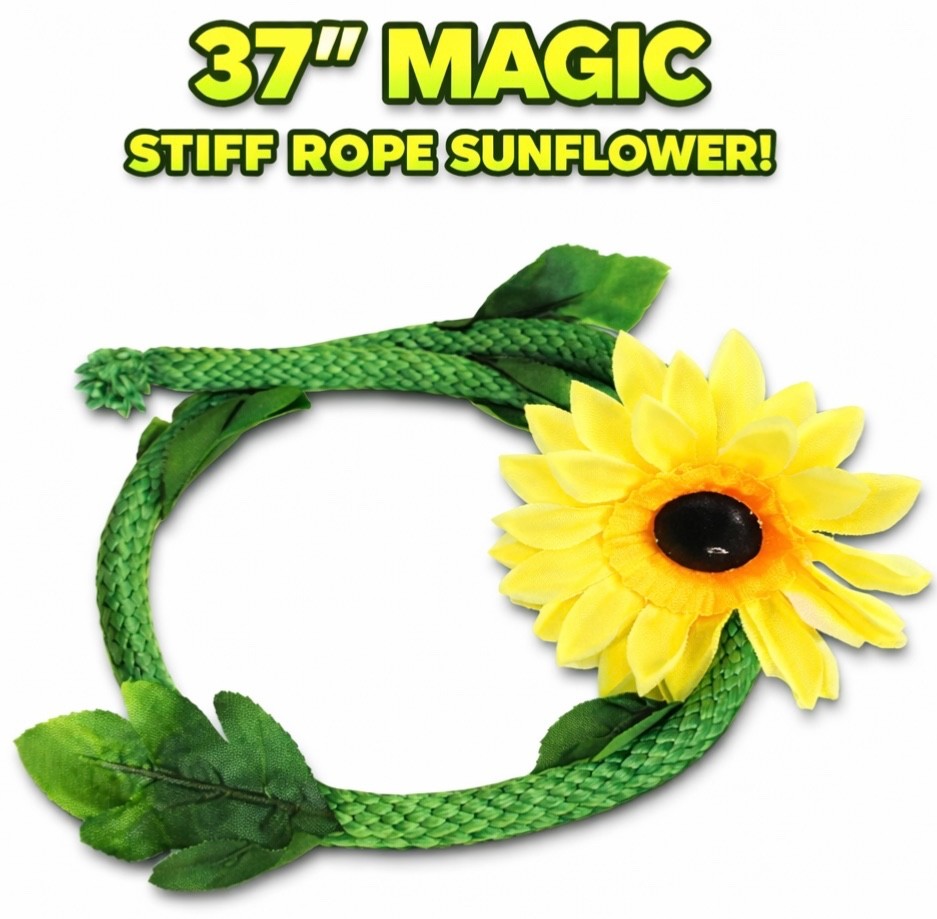 JUMBO GREEN LIVING SUNFLOWER STIFF ROPE Flower Comedy Magic Trick Rigid Gag Joke