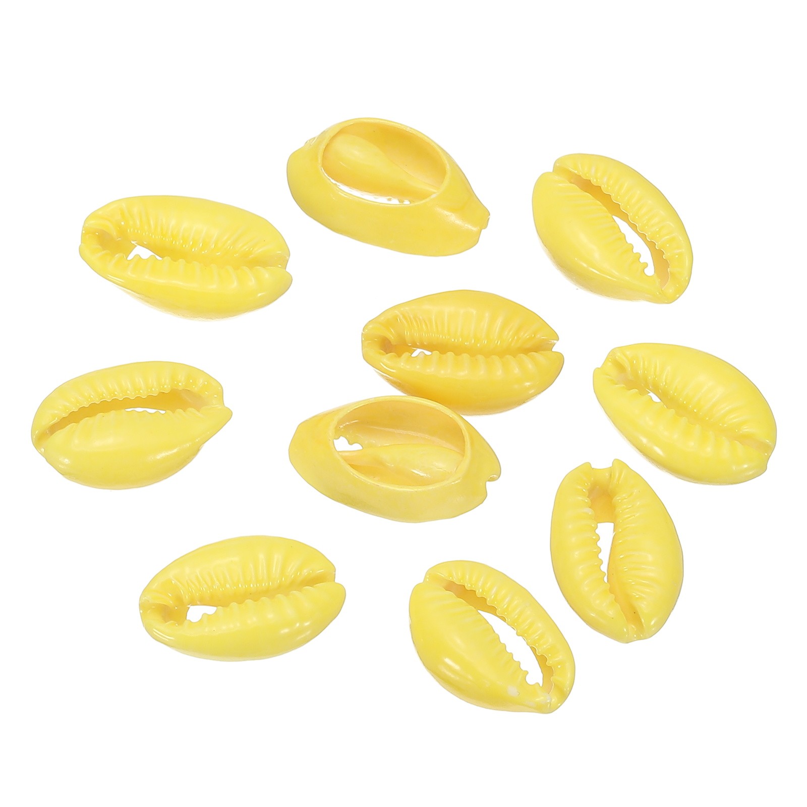 10 Pcs Lemon Yellow Oval Seashells Beads Natural Cowrie Beach Shells