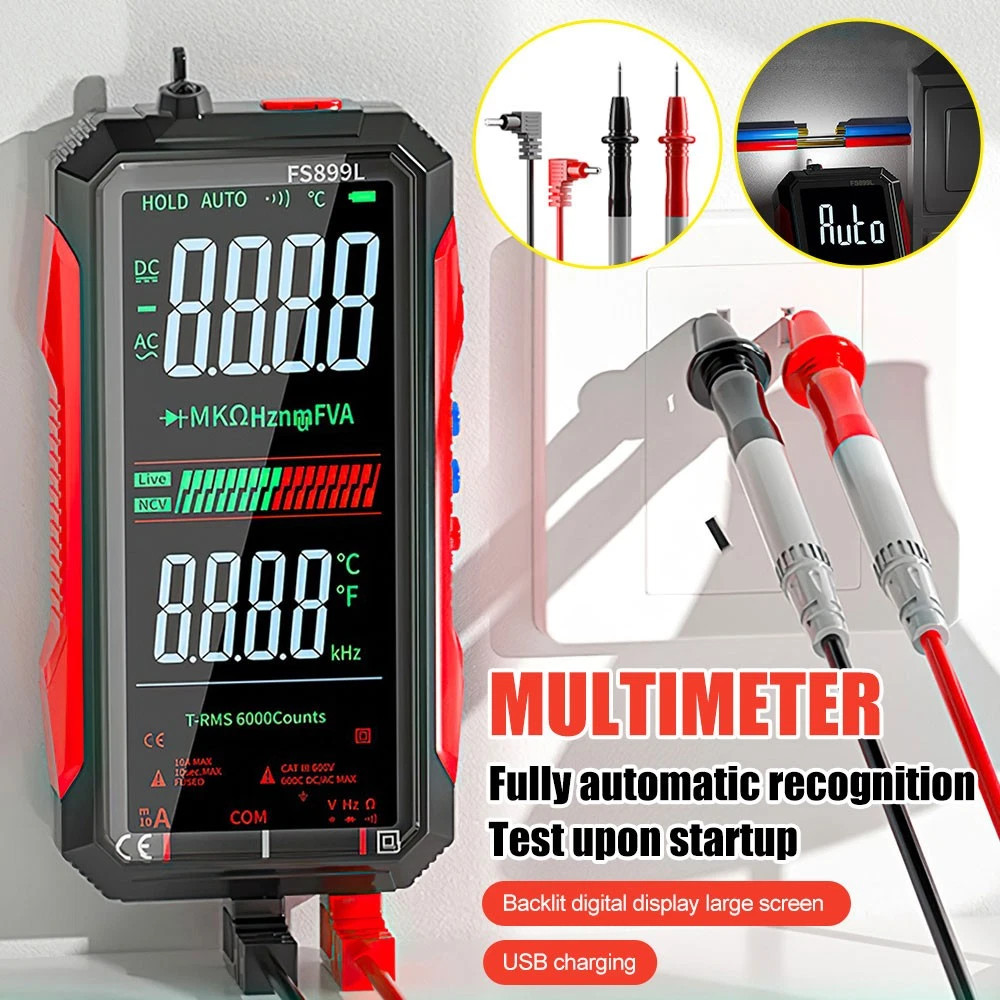Digital Multimeter, FS899L Multimeter, USB Rechargeable Digital Multimeter