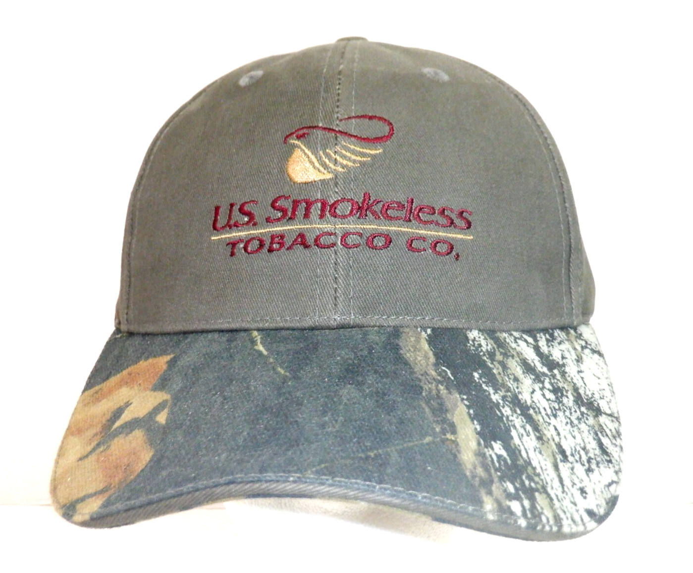 U.S. Smokelless Tobacco Co. Mossy Oak Camo Adjustable Baseball Hat Cap -NEW