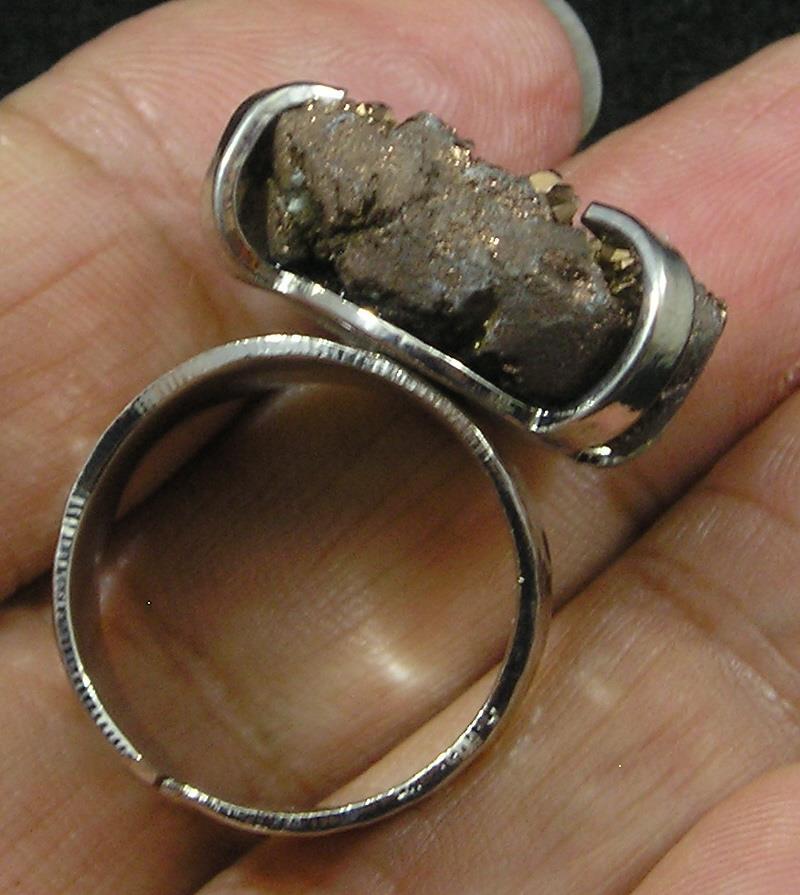 Root Beer Brown Coated Druzy Agate Nuggety Large Finger Ring Adjustable Size 8+