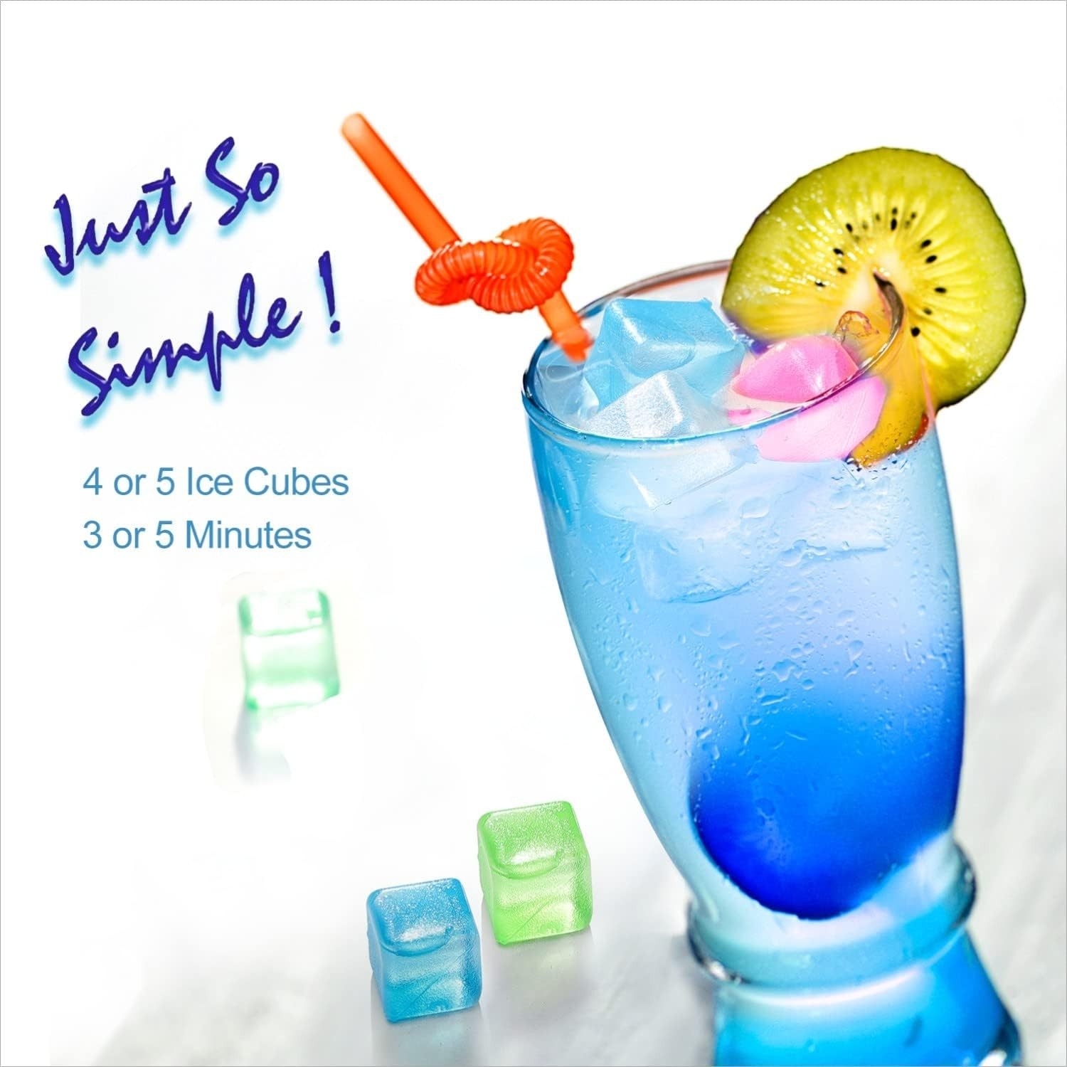 Reusable Ice Cube for Drinks - Multi-Color Plastic Ice Cubes to Keep Drinks C...