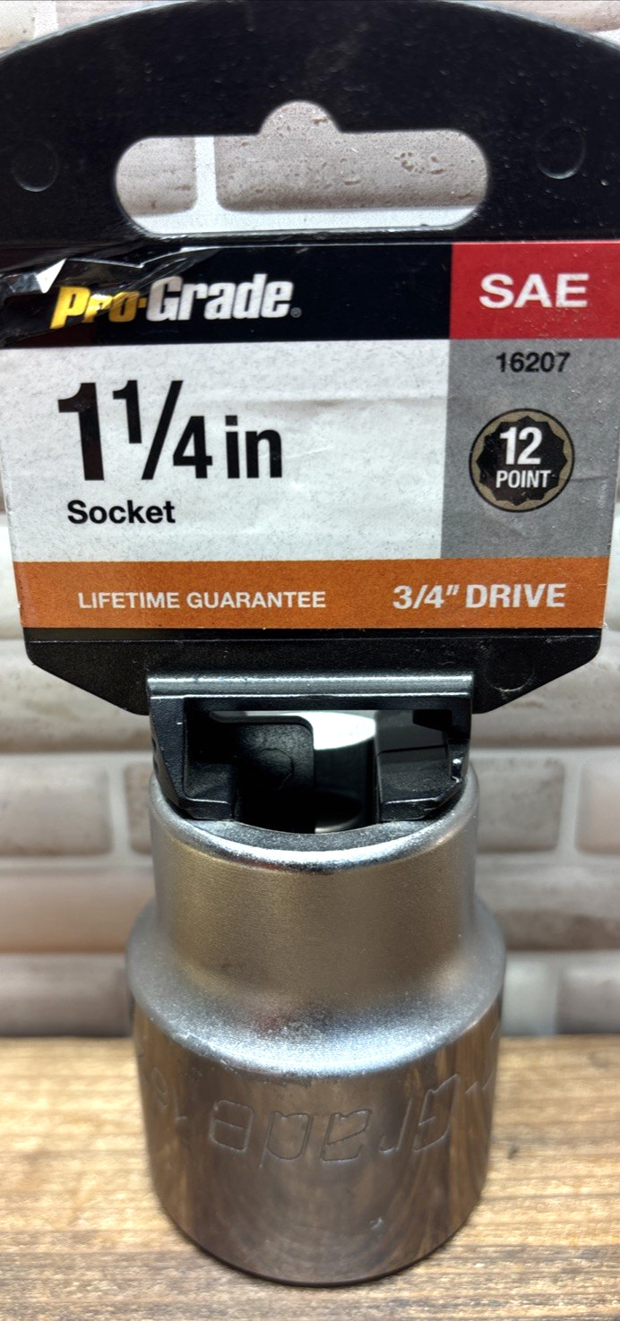 1-1/4" 12-Point Socket, SAE, Pro-Grade, 16207, Chrome, New, Free US Ship