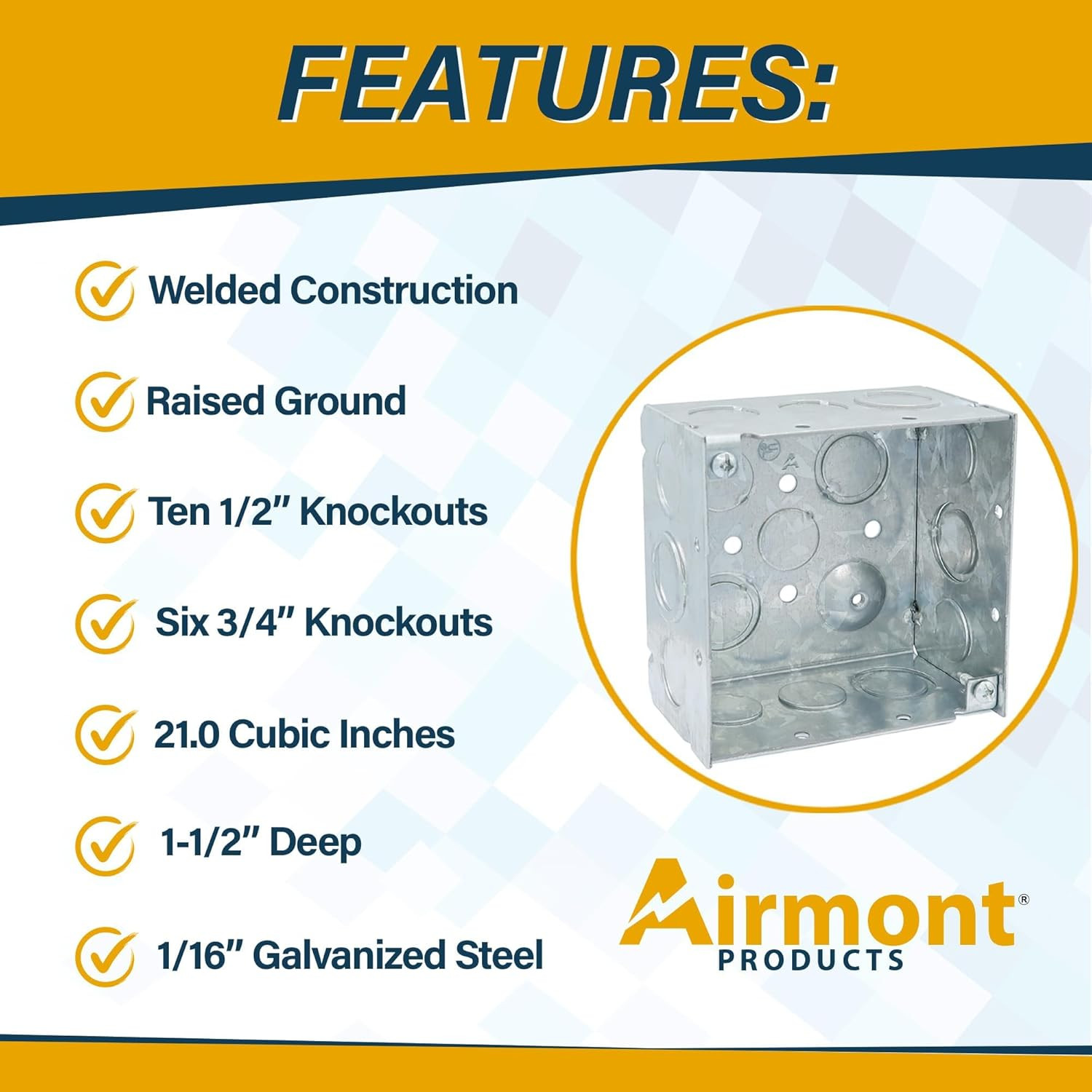 Outlet Box Kit Includes 4X4 Welded Metal Electrical Box 2 Tamper Resistant 20