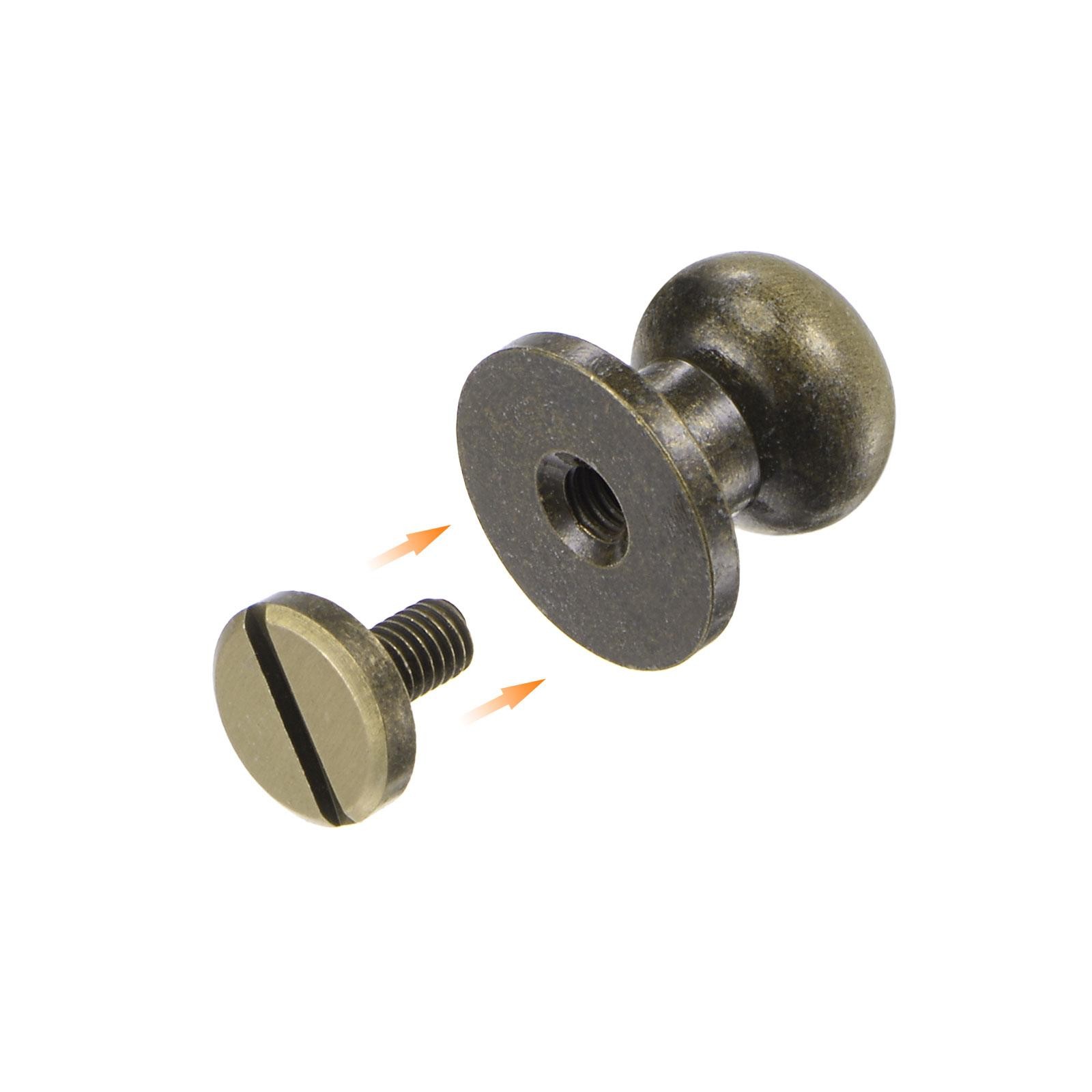 5 sets 10mm brass round button head screw rivets pin fixing, bronze tone