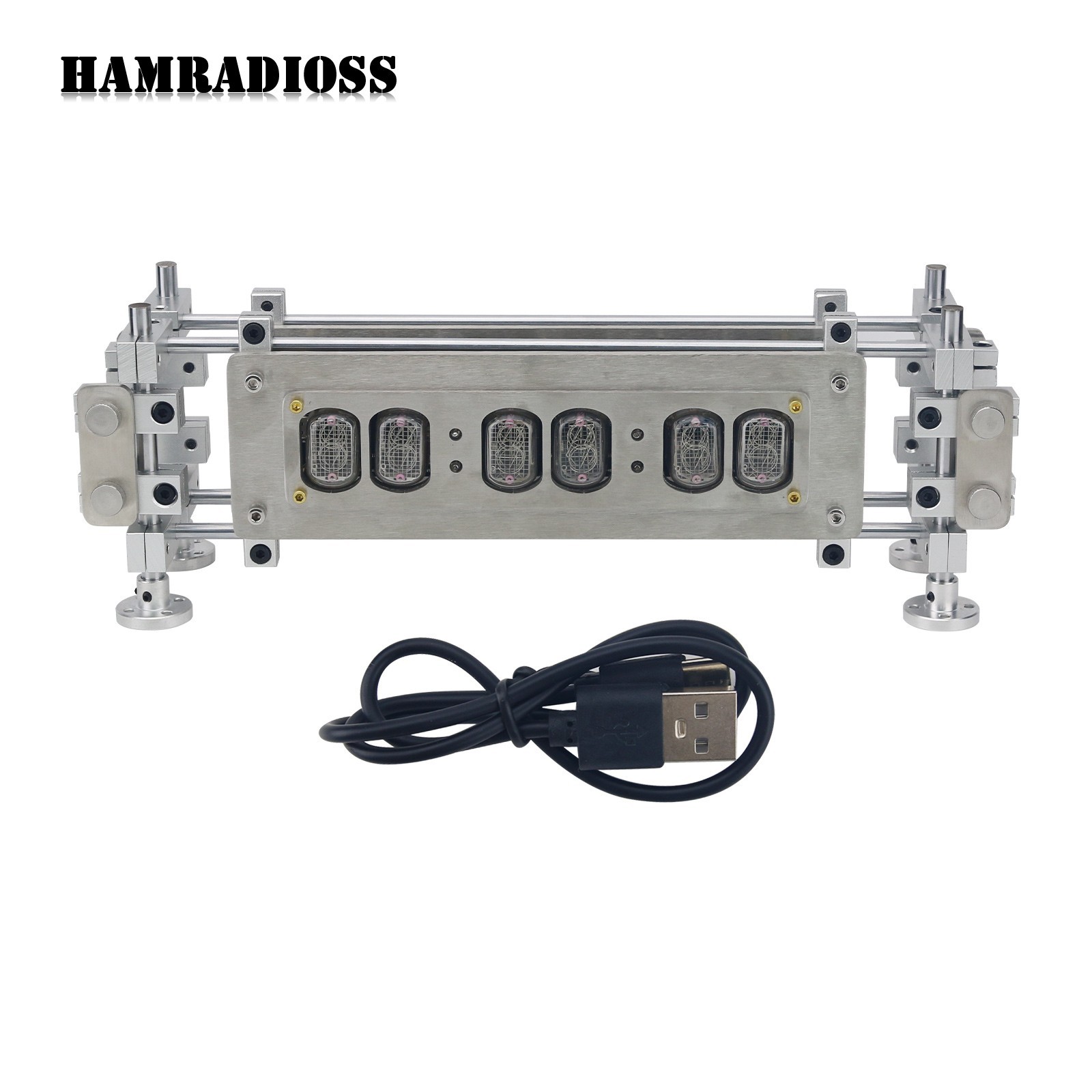 IN12 Glow Tube Clock 6-Bit DC5V 1A Type-C Stainless Steel Nixie Tube Clock
