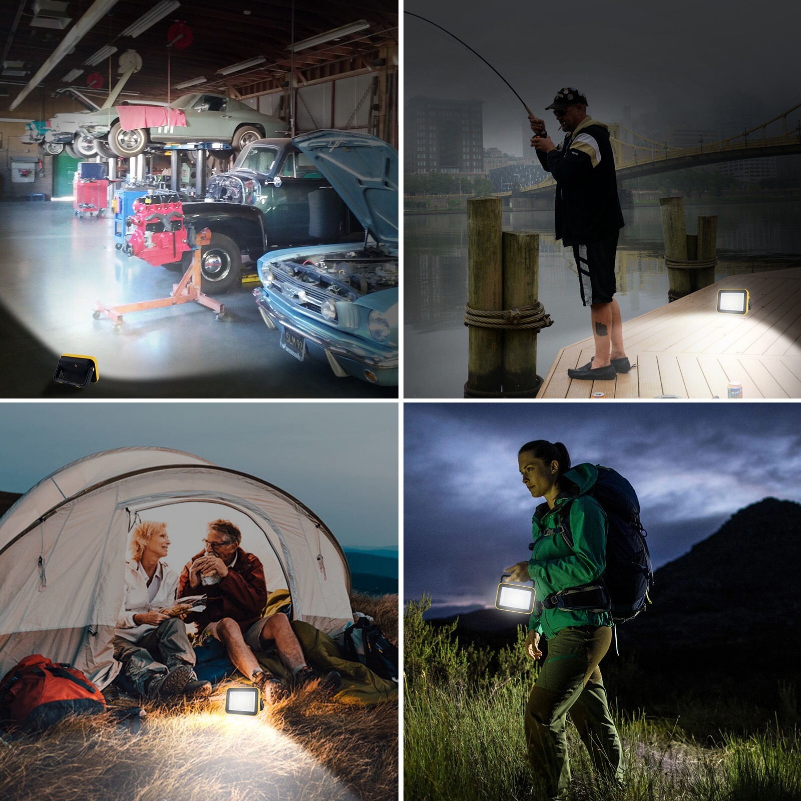 4 PACK LED Battery Work Lights Rechargeable Portable Flood Lights Camp Office US