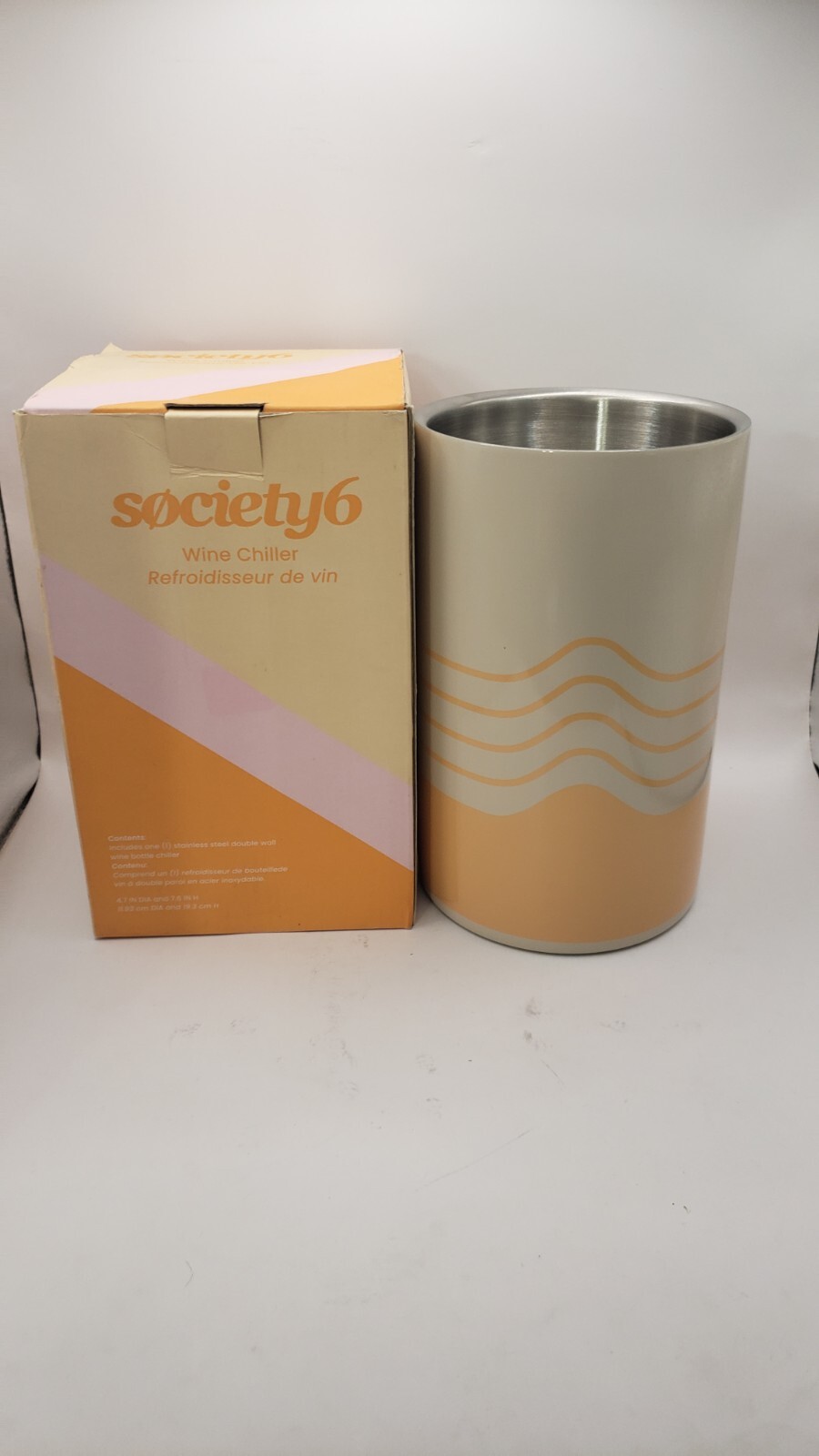 Society 6 Wine Chiller New From FabFitFun  4.7" X 7.6" Double Wall With Box