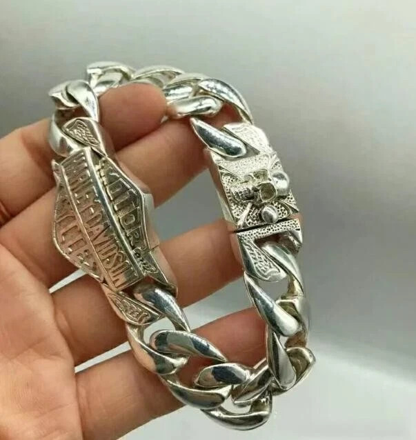 New Miao Silver Carved Letter Noble Gift Bracelet
