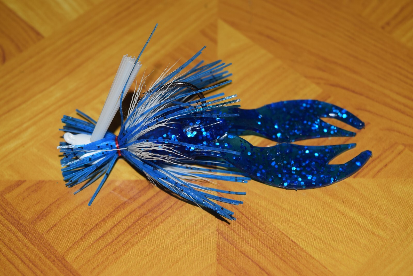 3 PK BLUE&WHITE FINESSE BASS JIGS!! Custom Made Fishing Jigs w/ DEER HAIR!