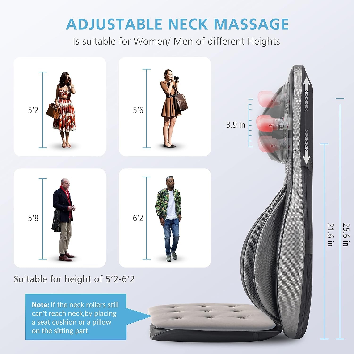 COMFIER Massager Chair with Heat, Shiatsu Neck Back Massager Portable with