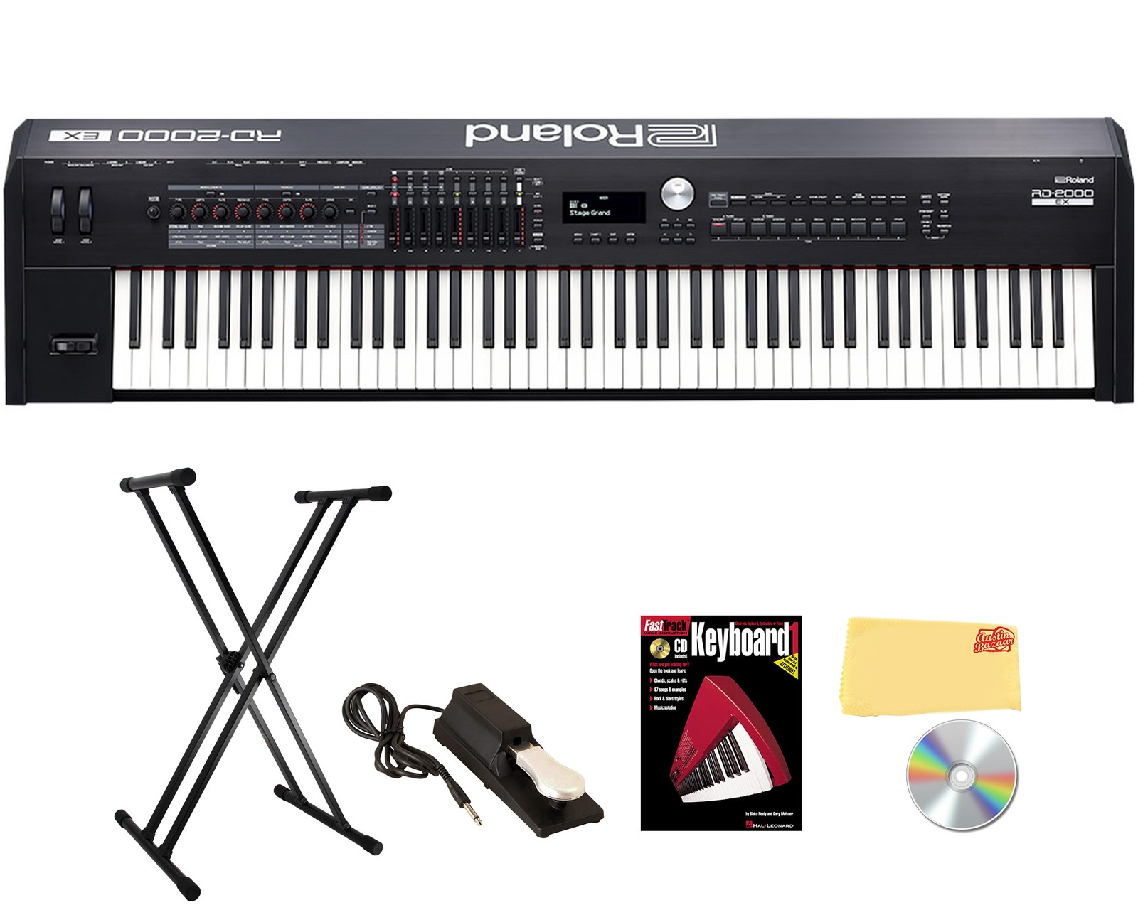 Roland RD-2000 EX 88-Key Stage Piano - Black w/ Adjustable Stand