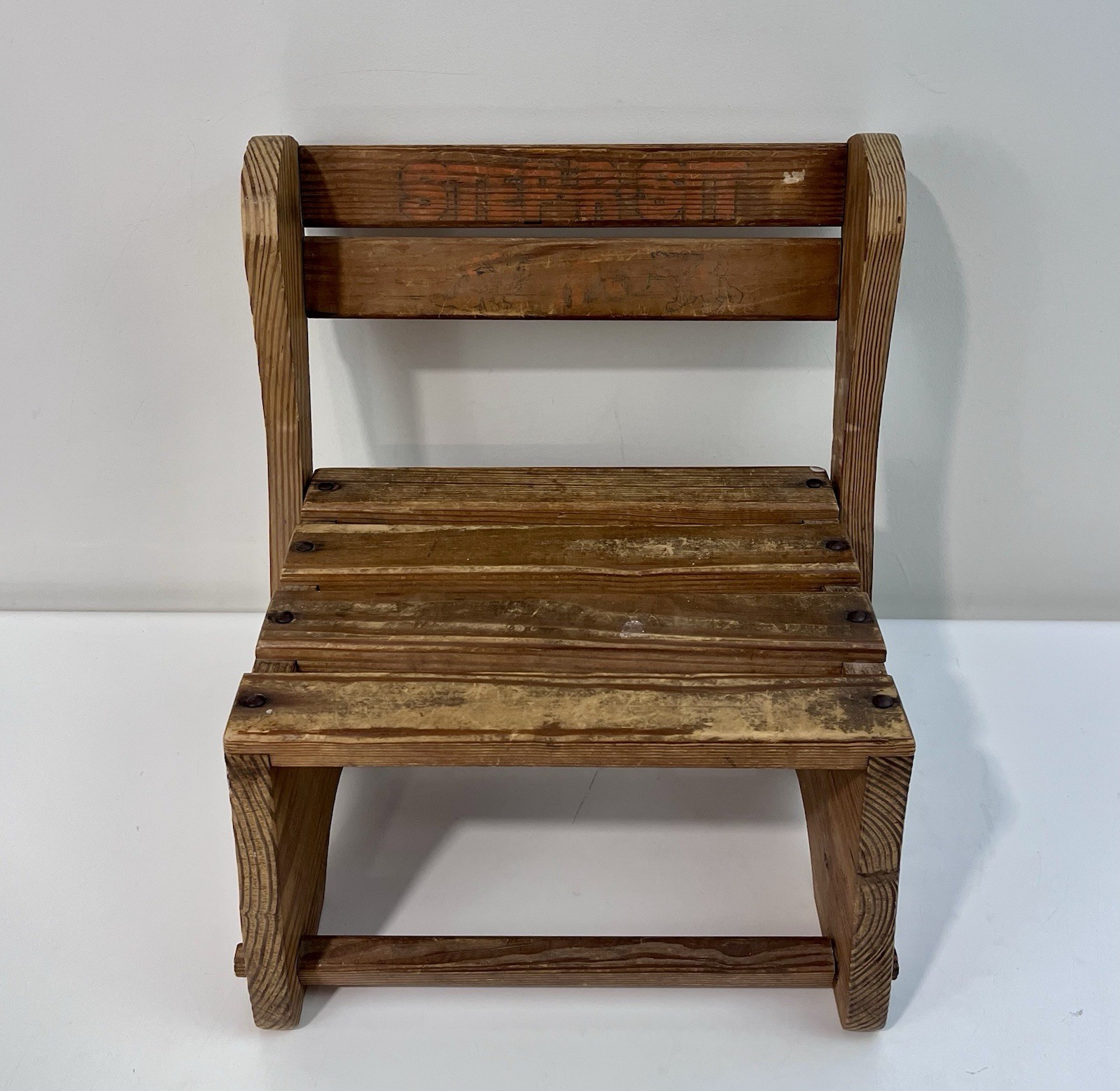 VINTAGE Children Chair Step Stool Seat Foldable Folding Wooden