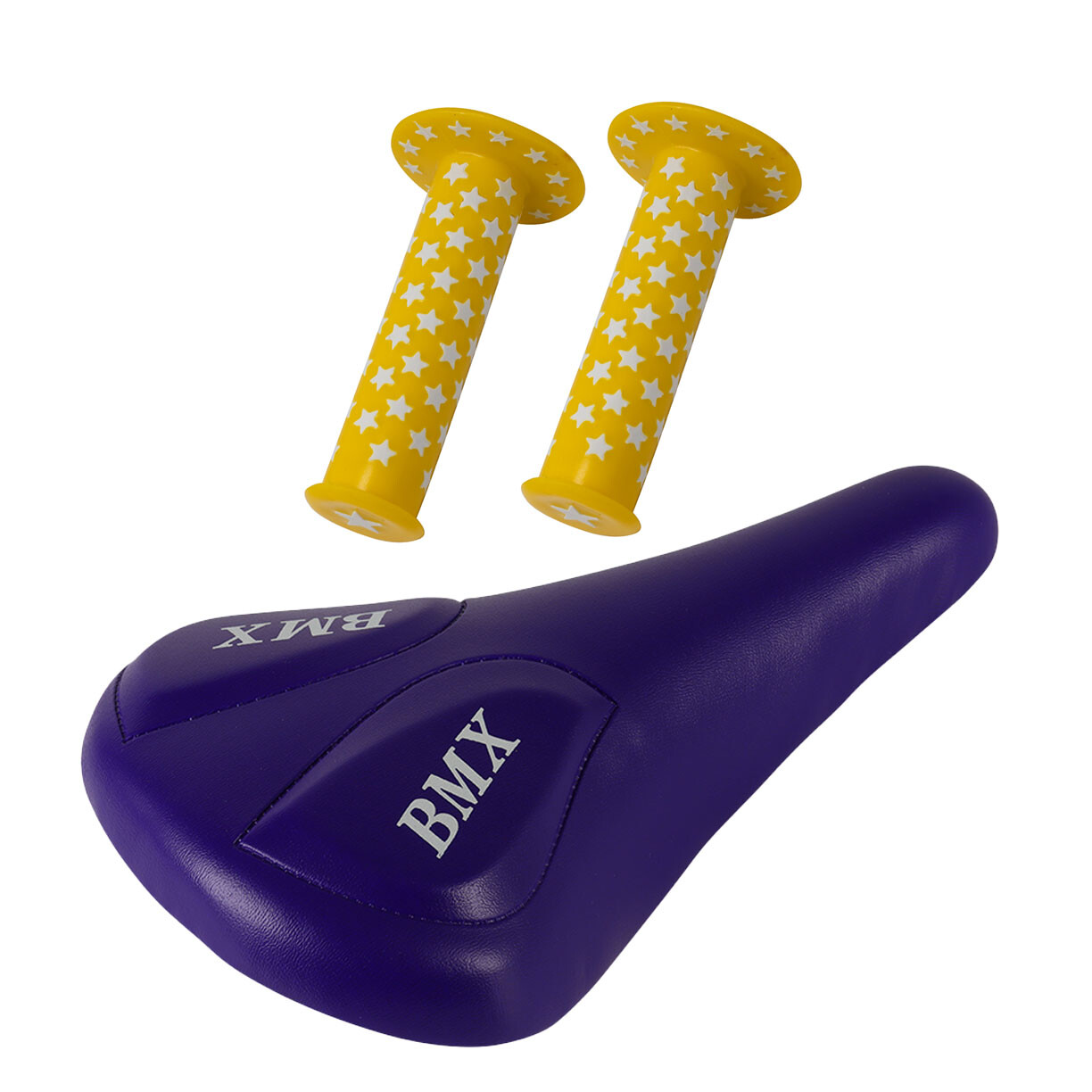 PRO+ Purple BMX Vinyl & Yellow Stars Grips BMX BIKE