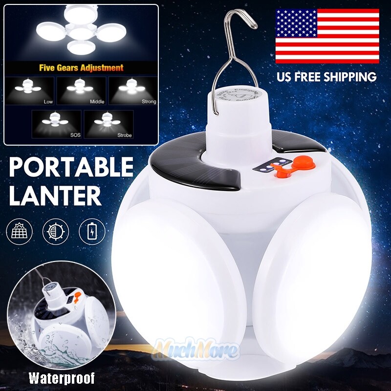 Foldable Solar Outdoor Garden Camping LED Light USB Rechargeable Hanging Lamp US