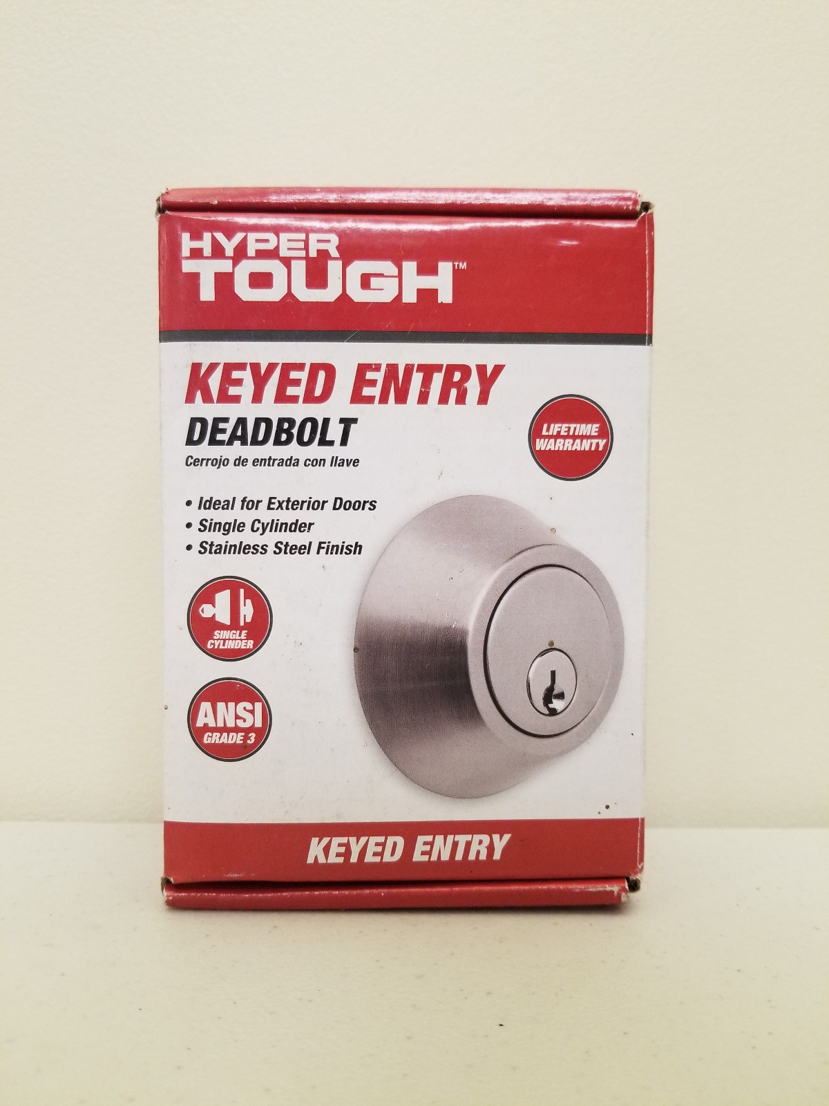 Hyper Tough Keyed Entry Single Cylinder Deadbolt Stainless Steel Finish *NEW*
