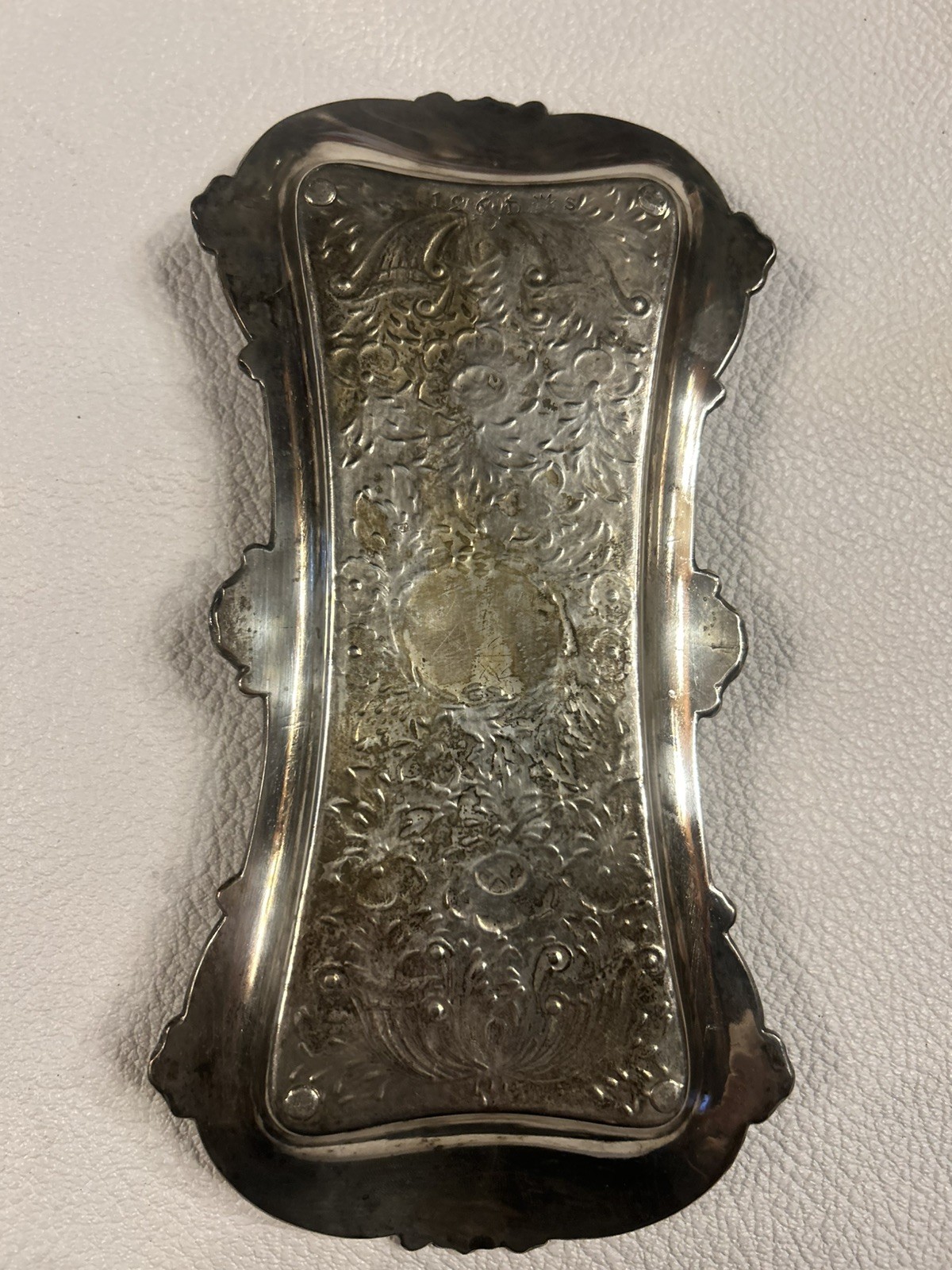 Antique Victorian Signed Gilbert Silverplate Footed CANDLE Wick SNUFFER & Tray