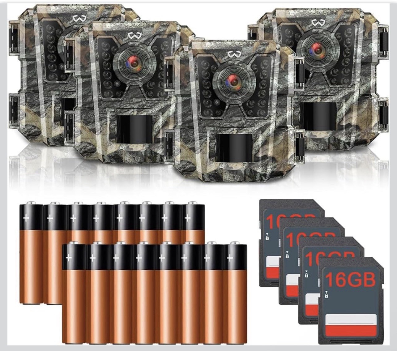 Game Camera Hunting 24MP 1080P NV Waterproof w/ Batteries & SD Card 4PK New in B