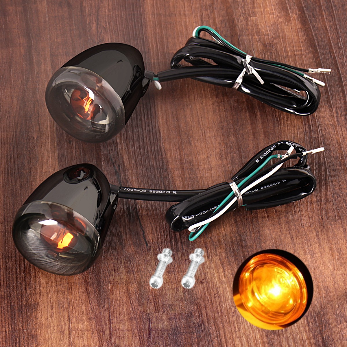 Front Gloss Black Bullet Smoked Turn Signals For Harley 2004-2013 Sportster XL