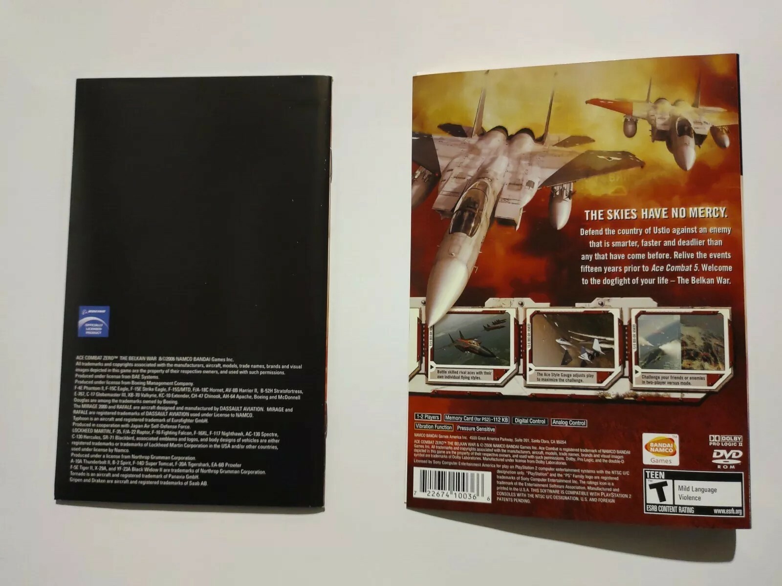 COVER SLEEVE & MANUAL ONLY - NO GAME - ACE COMBAT ZERO - PS2