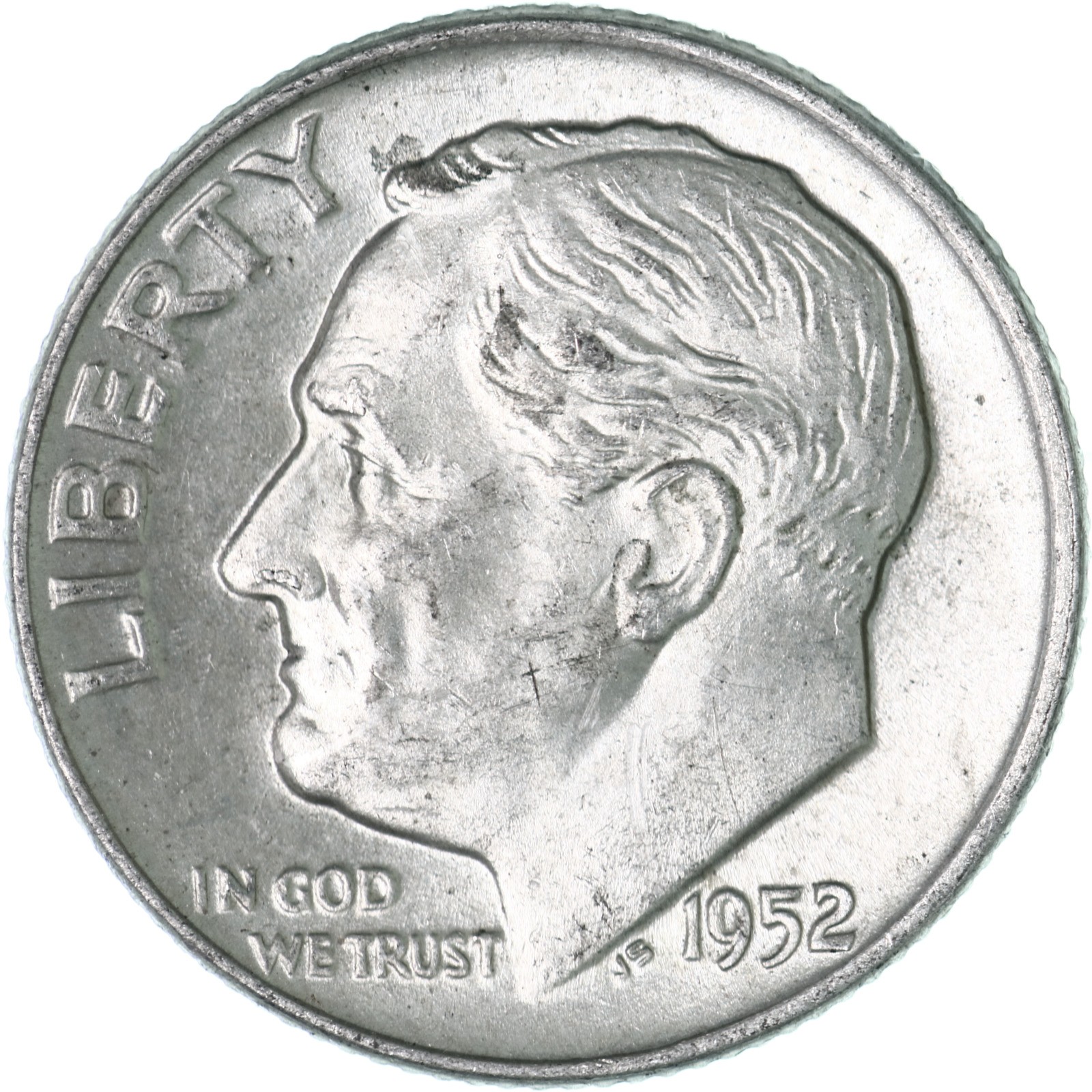 1952 D Roosevelt Dime 90% Silver About Uncirculated AU