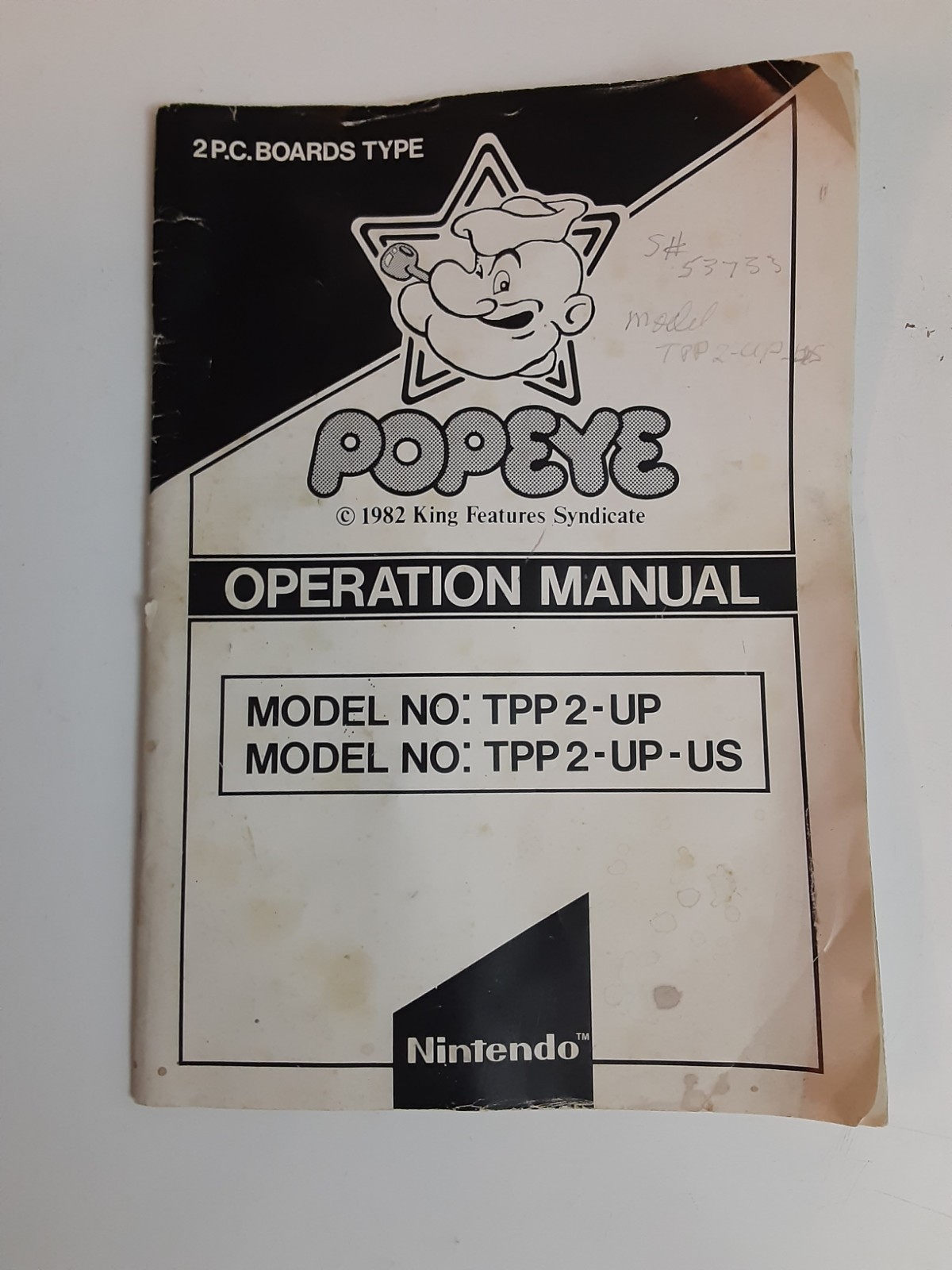 Vintage Nintendo’s Popeye Operation Manual Video Game Arcade 1982 Japan