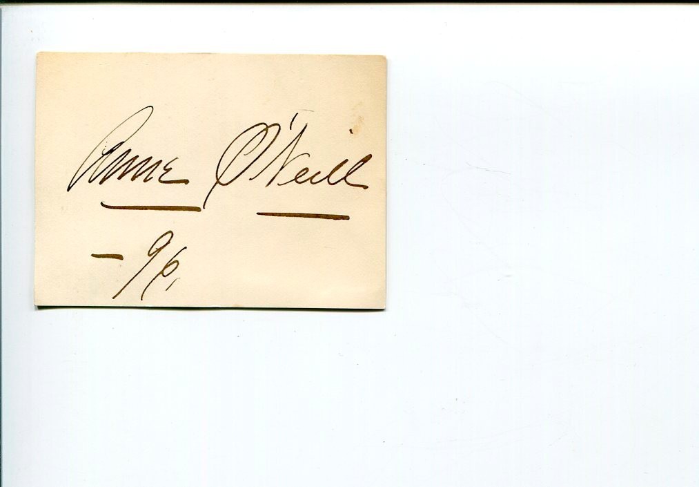 Annie O'Neill Early Broadway Stage Theater Actress Signed Autograph