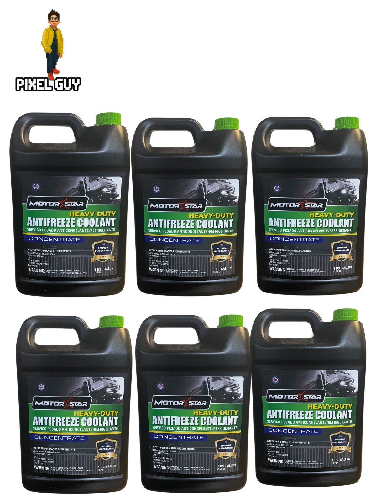 Lot of 6 Motor Star Antifreeze Green Pre Mix 50/50 Coolant 1 Gallon Made in USA