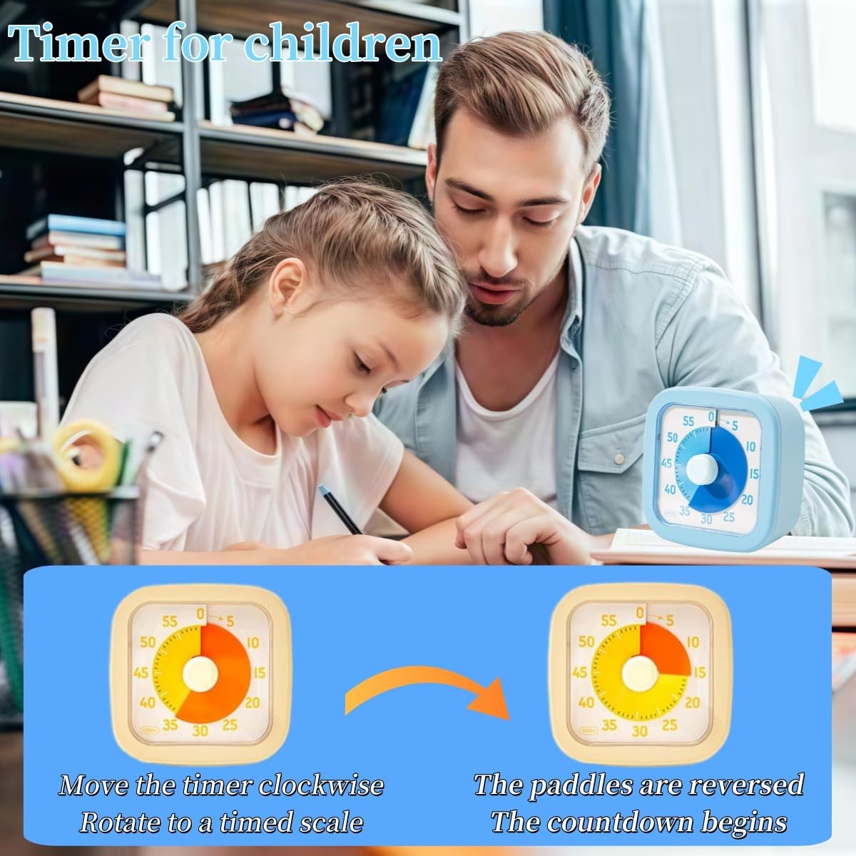 Visual Timer for Kids Home - 60 Minute Sky Blue