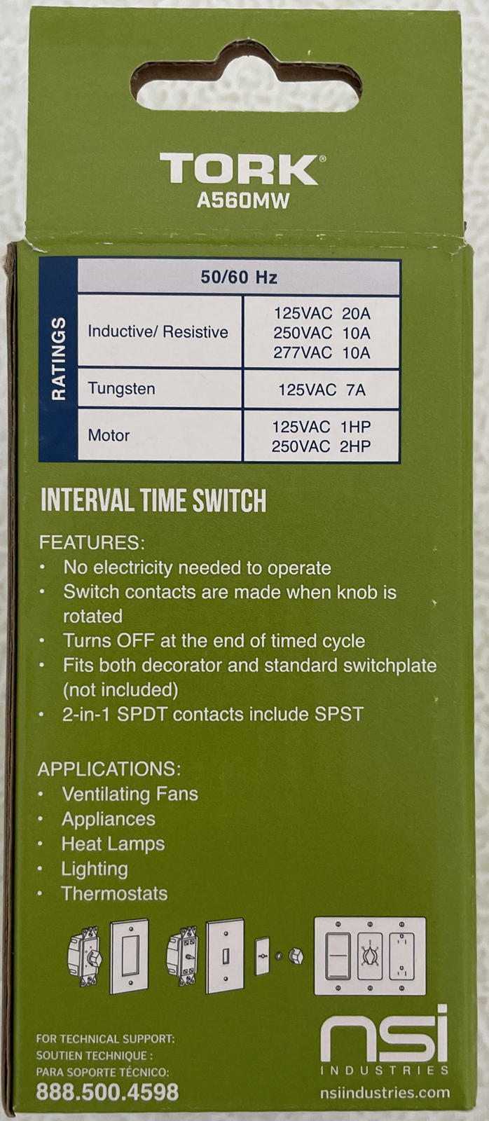 Tork A560MW Interval Time Switch 125-277VAC LED/DEL