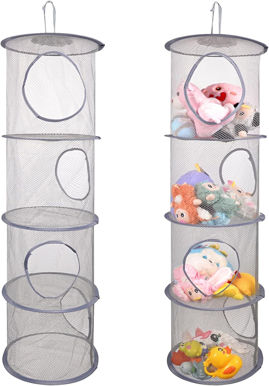 Hanging Mesh Stuffed Animal Storage - 4 Tiers 2 Pack Large Stuffed Animal Net