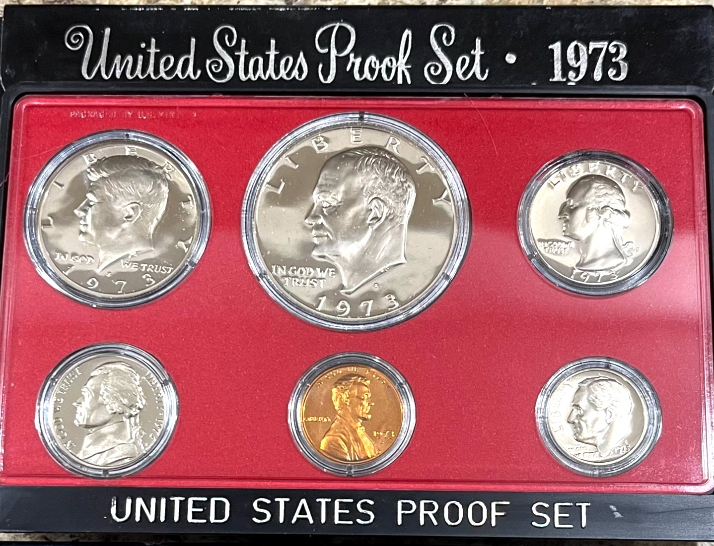 1973 Proof Set In Original Government Flat Box-With The Eisenhower Dollar-Superb