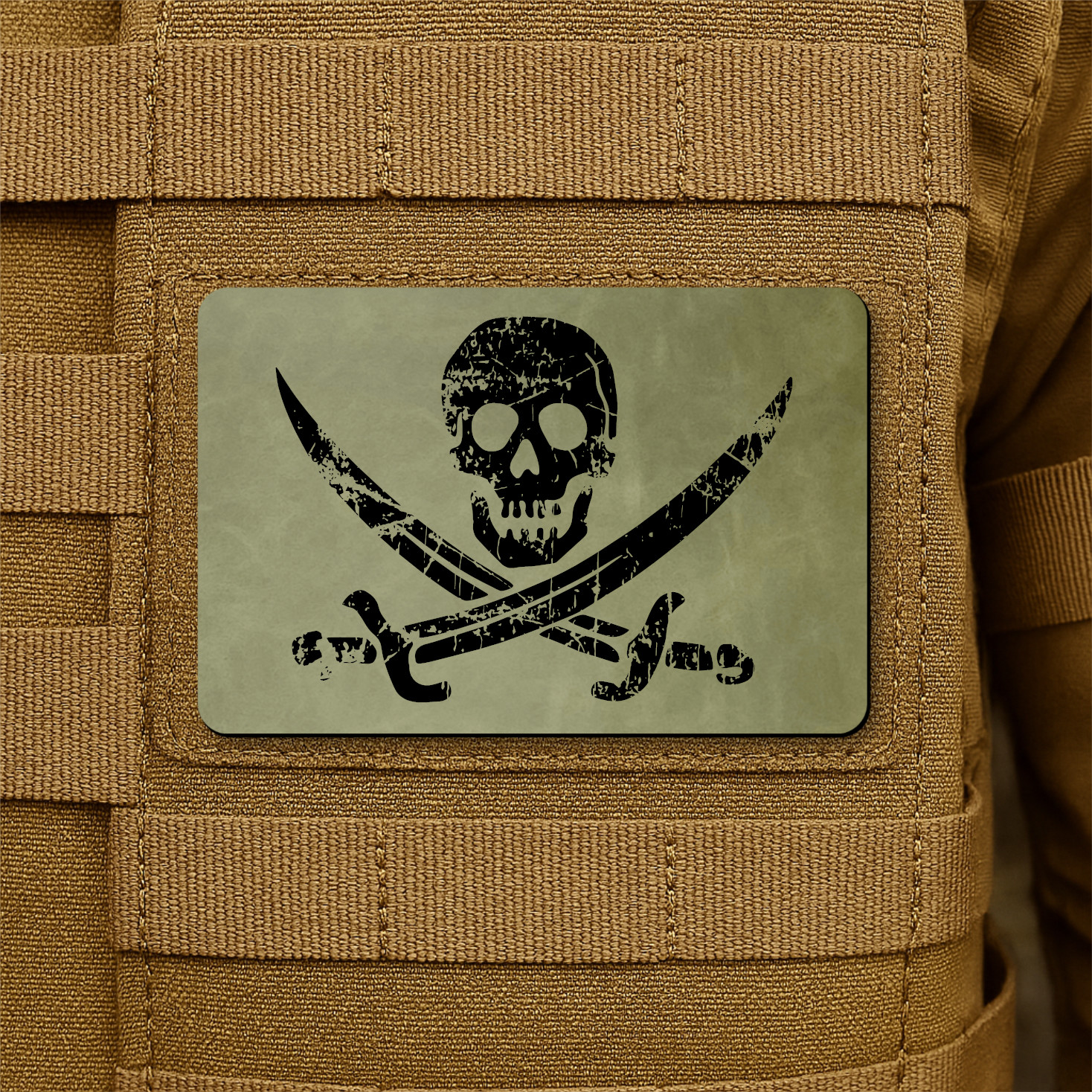 Jolly Roger Skull Morale Patch 2" x 3" Tactical Pirate Hook & Loop Patch