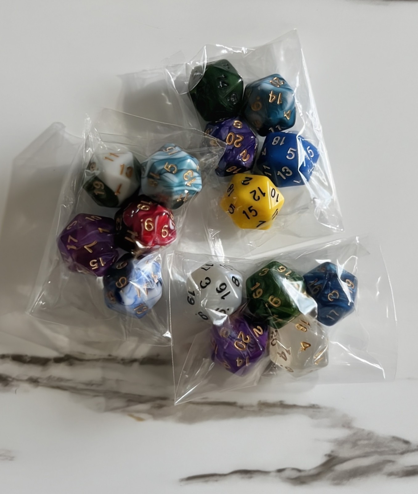 5 Pack D20 Dice - FREE SHIPPING - Perfect for DND and RPG players