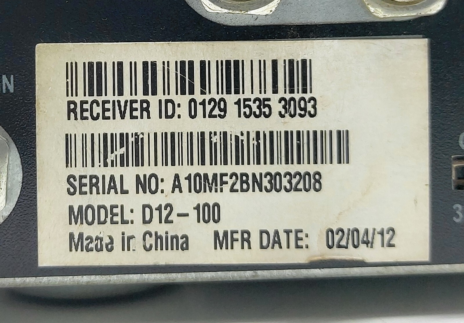 DirectV D12-100 Receiver A10MF2BN303208