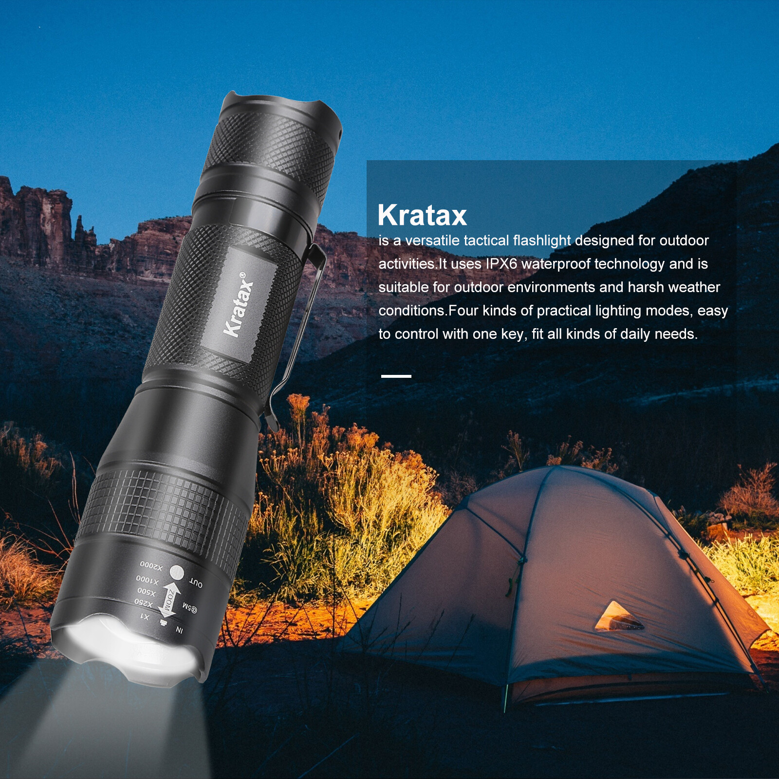 Small & Extremely 5.3oz Zoomable LED Tactical Handheld Flashlight with Batteries