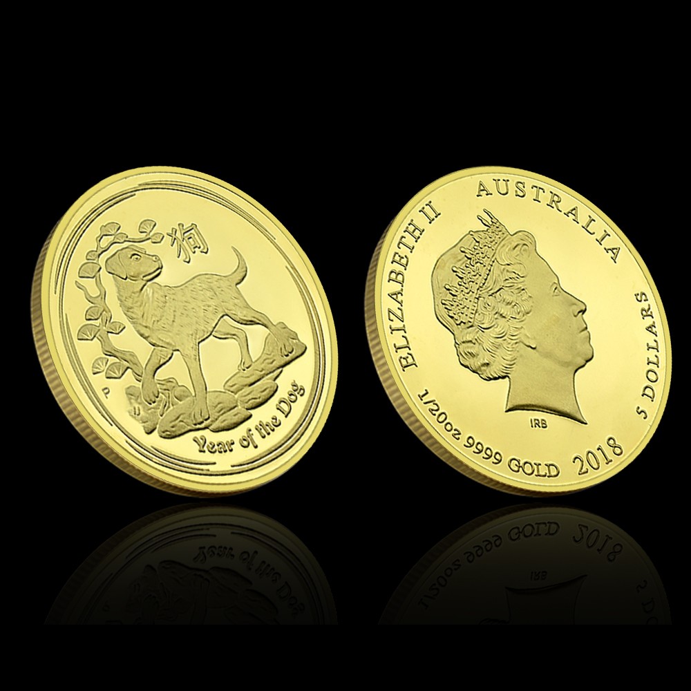 Year of The Dog Challenge Coin 2018 Chinese Zodiac Elizabeth II Collectible Gift