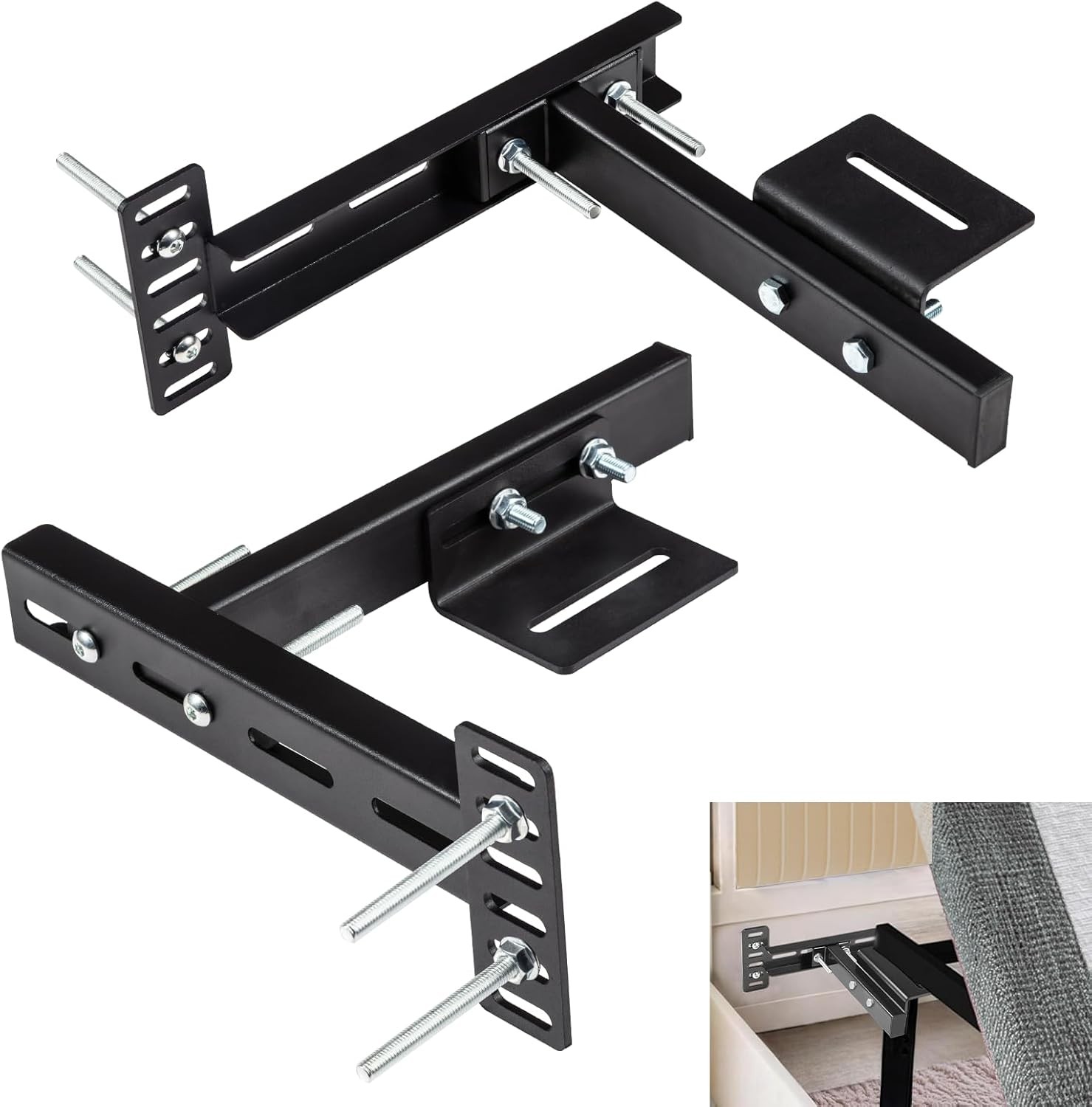 2 Pack Universal Adjustable Headboard Brackets Kit for Bed Base