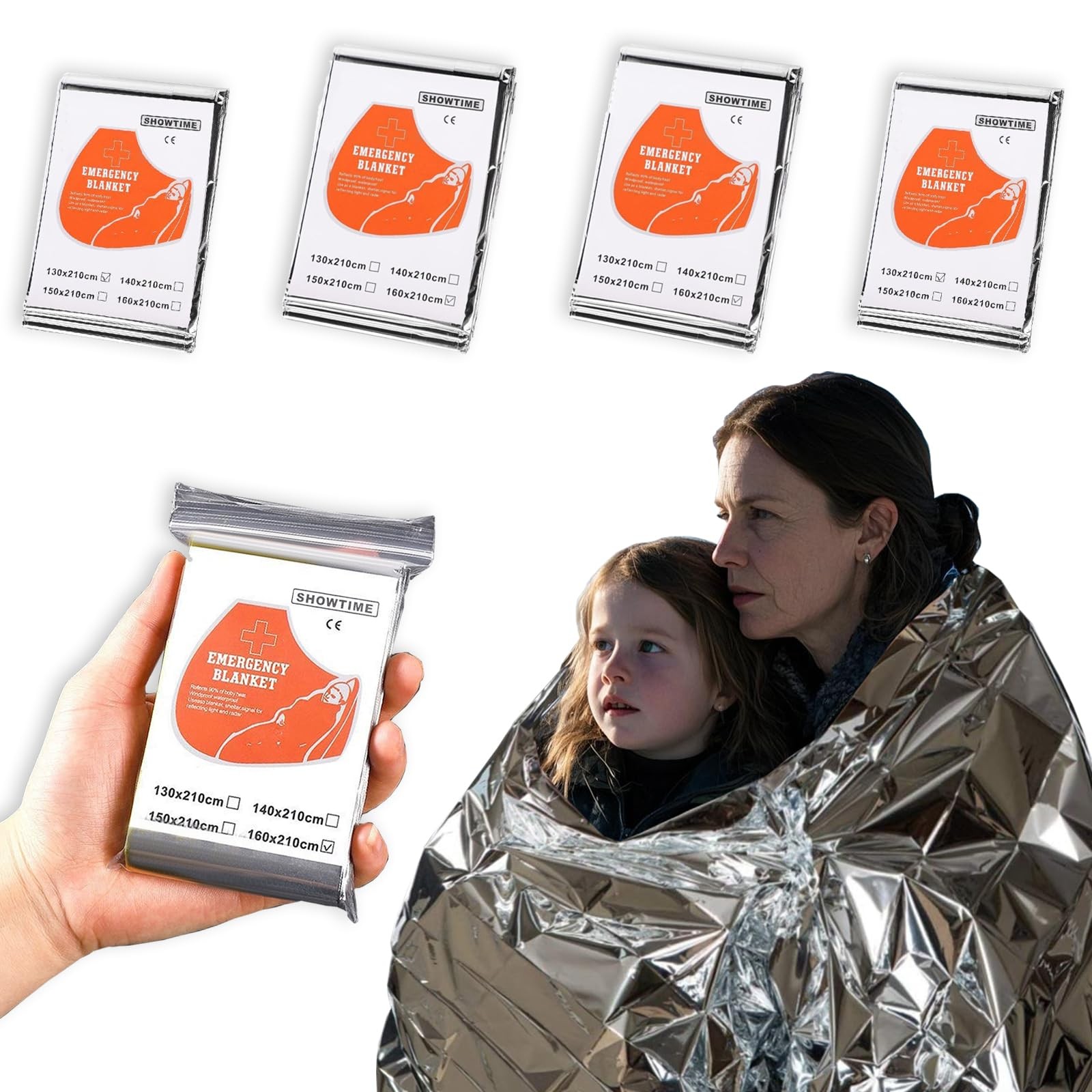 4 Pack Mylar Emergency Thermal Blankets Waterproof Survival Camping Gear